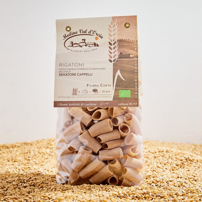 rigatoni pasta di semola integrale di grano duro bio senatore cappelli